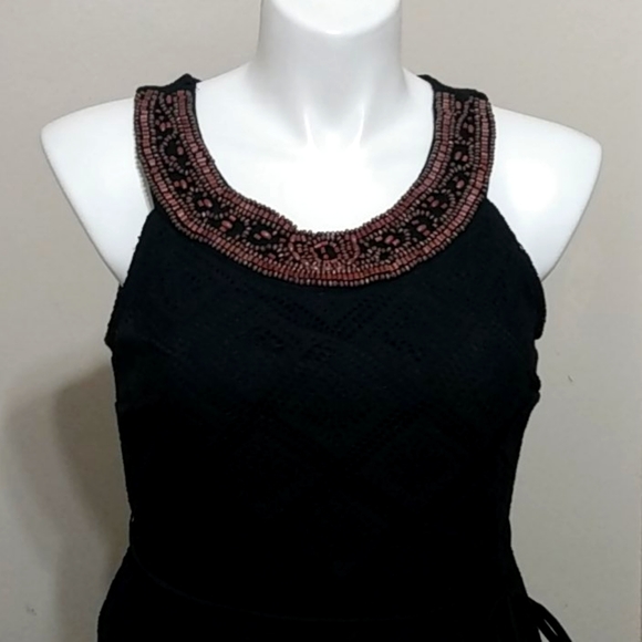 Women's Black Beaded Dress sz 16 - Picture 3 of 7